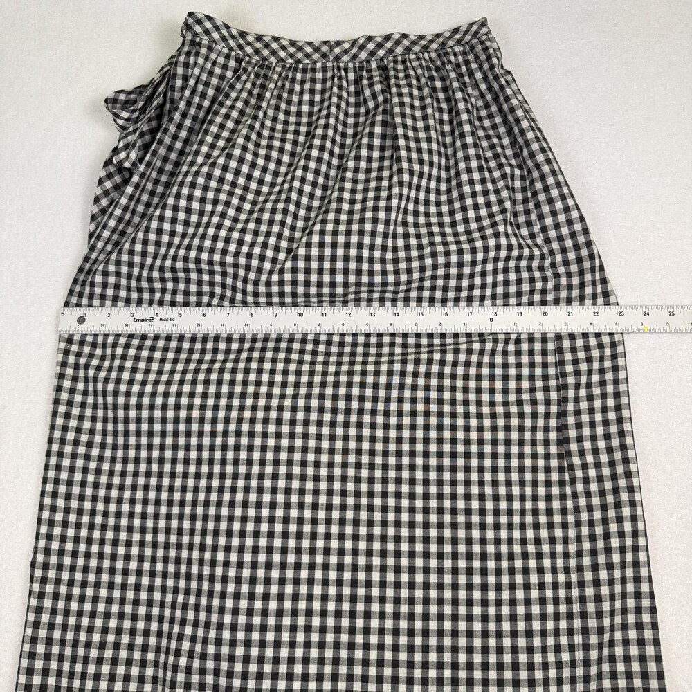 Vintage 60s MARY QUANT Penneys Maxi Wrap Skirt Gingham Ruffle Prairie Black Sz S - Picture 11 of 15